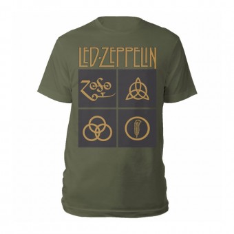 Led Zeppelin - Gold Symbols & Black Squares - T-shirt (Homme)